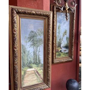 Pair Of Glazed Ceramic Plaques, 19th Century