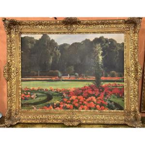 Hubert-denis Etcheverry (1867–1950) Flower Garden, 20th Century Oil On Canvas, Signed 