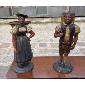 Pair Of 19th-century Swiss Polychrome Sheet Metal Flower Holders