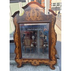 Italian Mirror, Mid-19th Century, Walnut Marquetry 