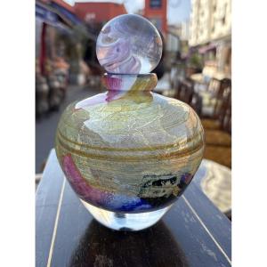 Blown Glass Bottle Signed Jc Novaro 1989