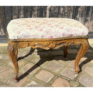 Louis XV Style Giltwood Stool With A Late 19th Century Frame