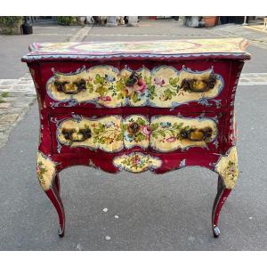 Italian Painted Chest Of Drawers, Late 19th Century, Venetian Style 