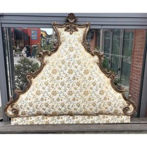 Carved And Silver-plated Wood Italian Headboard XX Eme