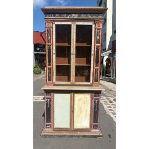 Buffet 2 Corps Painted With Pompeian Decor Italy Early XIX Eme