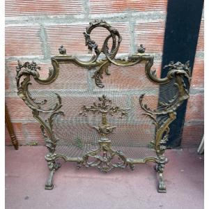 Late 19th Century Bronze Fireback In The Louis XV Style
