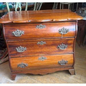 Dutch Chest Of Drawers, Mahogany, Mid-19th Century, Curved Front