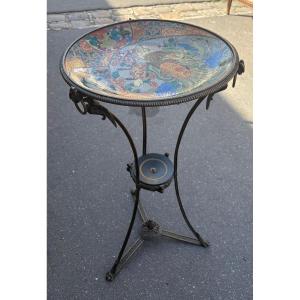Small Bronze Pedestal Table With Japanese Porcelain Dish, Mid-19th Century