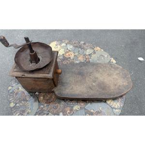 Wood And Iron Coffee Grinder From The Late 18th Or Early 19th Century