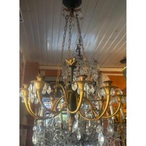 Late 18th Century 8-light Ormolu Chandelier With Dark Green Patina