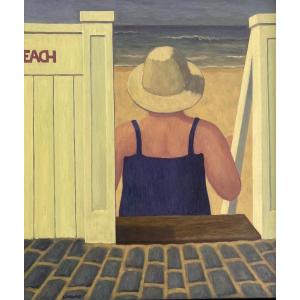 Geert Overvliet (1939), A Quiet Moment By The Sea. Oil Painting