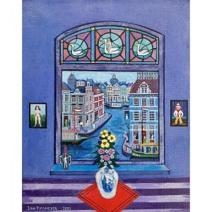 Joop Plasmeijer (1942) , Room With A View , Oil On Canvas, Framed