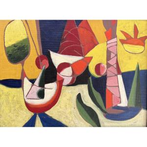 Attributed To Wim Wander Kersten, Abstract Composition, Oil On Canvas,