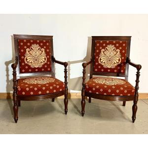 Pair Of Armchairs Stamped Jacob D Rue Meslée