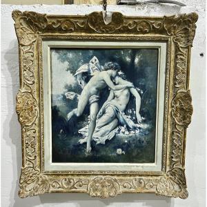 Oil On Panel Cupid And Psyche.
