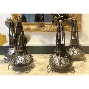 Four 1940s Pendant Lights