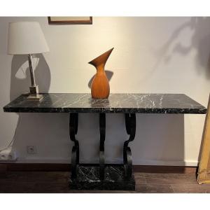 Wrought Iron And Marble Console From The 60s