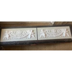Pair Of Restoration-period Plaster Reliefs