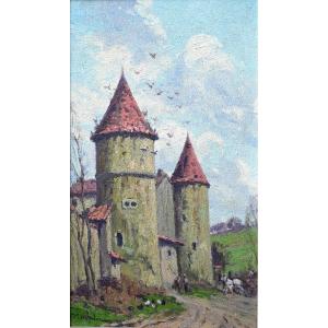 Raymond Urbain (1895-1962) | Animated Medieval Door | Lorraine, Nancy, Hattonchatel (?)