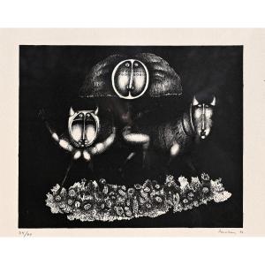 Jules Perahim (1914-2008) Surrealist Composition VI | 1977 | Lithograph, Surrealism