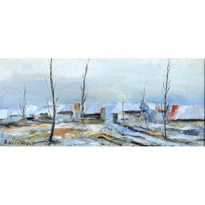 Alfred Usselmann (1927-1999) Village Under The Snow | Alsace 