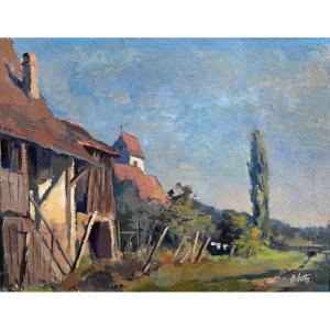 René Vetter (1926-2001) View Of A Village In Alsace 