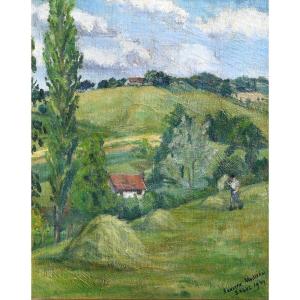 Lively Landscape At Salies-de-béarn, Signed And Dated 1944 | Pyrenees