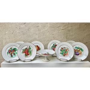 Sèvres I Set Of 8 Plates And A Fruit Bowl On Foot