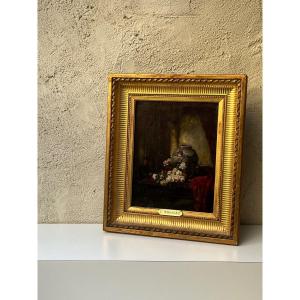 Léon Rousseau (1829-1881) – Still Life Oil On Canvas, Gilded Frame, Signed