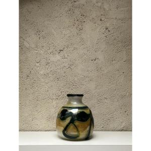 Blown Glass Vase Signed By Louis Leloup And Samuel Herman For Val Saint Lambert