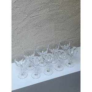 Set Of 9 Large Glasses – Val Saint Lambert, Osram Model