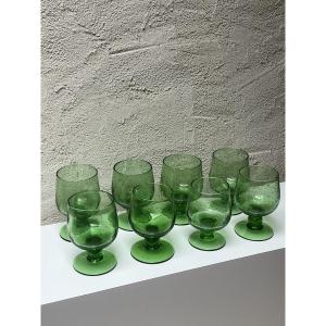 Blown Glass Stemmed Glasses, Biot
