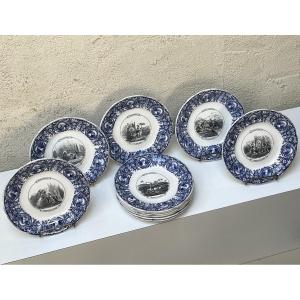 Series Of 12 Earthenware Plates "the New Testament", Sarreguemines