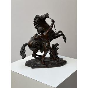 Bronze Figure "the Horses Of Marly" After Guillaume Coustou
