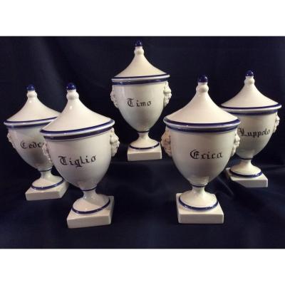 5 Italian Pharmacy Jars