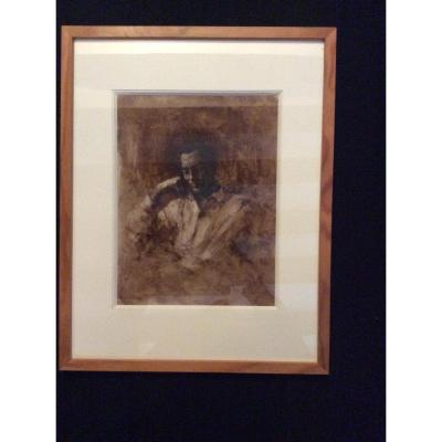 Oil On Paper, Portrait Of A Man.