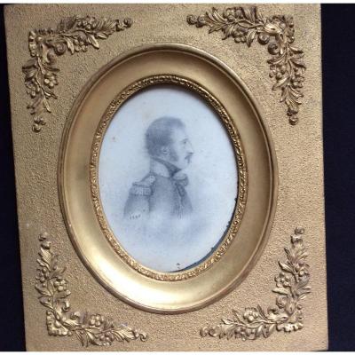 Grande Miniature Portrait D’un Militaire 1840
