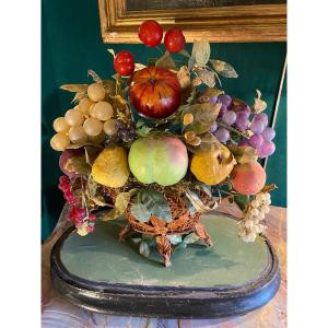 Napoleon III Globe With Fruit Basket In Paper Mache