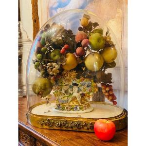 Imposing Globe With Fruits In Wax From The Napoleon III Period