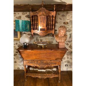 Beautiful Panetière Kneader Set In Walnut End Of The XVIII Eme Century