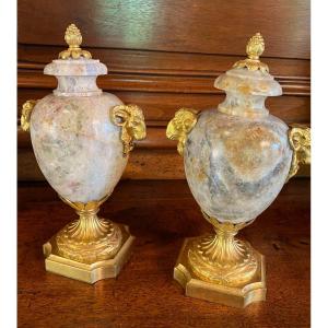 Pair Of Blue John Covered Vases Circa 1780 Attributed To Matthew Boulton -