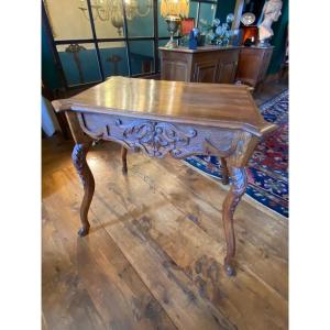 Middle Table In Blond Oak, Liège Beginning Of The XIX Eme Century