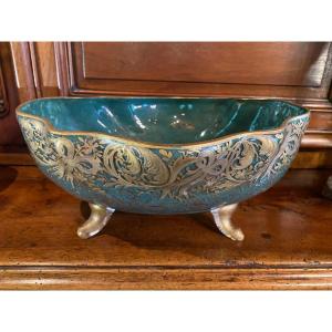 Large Cup In Aventurine Glass Paste And Enameled Gold Circa 1900