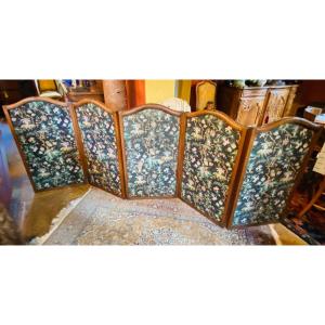 Rare Low Screen With Exotic Louis XV Wallpaper, 18th Century