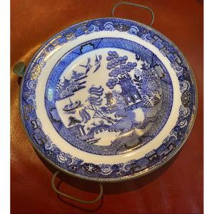 English Wedwood Or Minton And Pewter Warming Plate