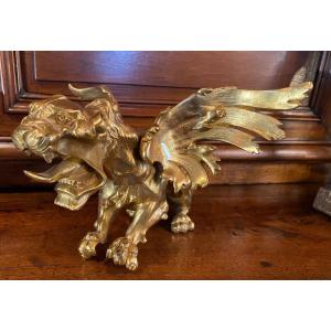 Dragon In Gilt Bronze From The 19th Century For The Year Of The Dragon