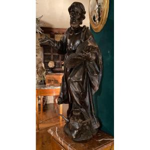 Large Statue Of Saint Luke The Evangelist, End Of The 17th Century