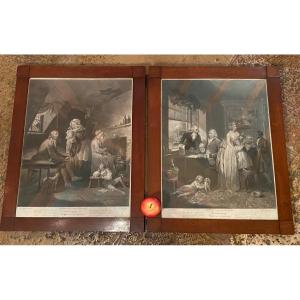 Very Large Pairs Of English Engravings Framed Mahogany, 19th Century