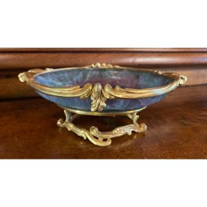 Rare Mounted Cup In Blue John, Fluorspar, Fluorspar Or Fluorite 