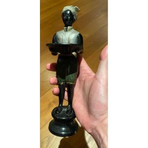 Painted Bronze Servant, Card Holder Or Pocket Tray, Becara 